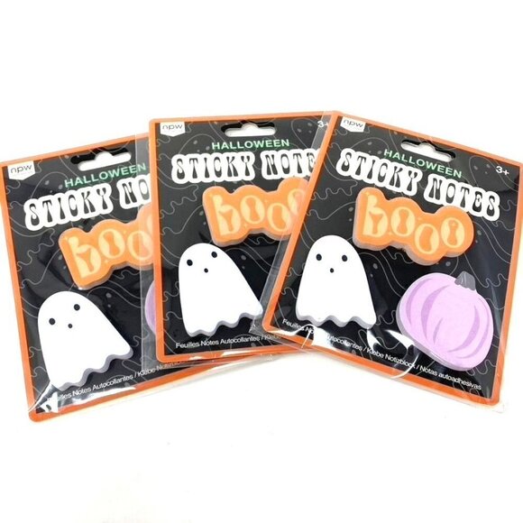 NPW 3pk Halloween Sticky Note 3 x 3 Inches Ghost Boo Pumpkin  B8 - Picture 1 of 4